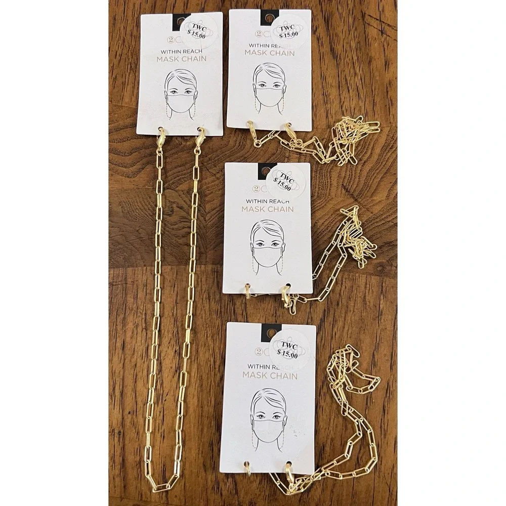 2Chic Within Reach Gold Clip Mask Chain x4 Lot New